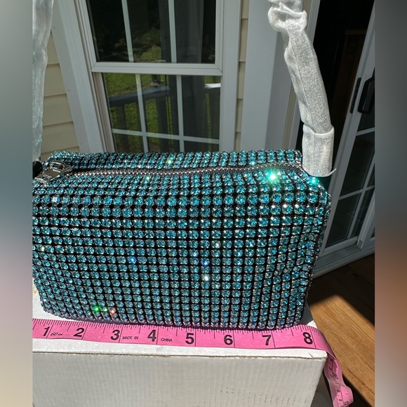 Rhinestone purse crossbody Lake Blue NWT - Picture 7 of 11